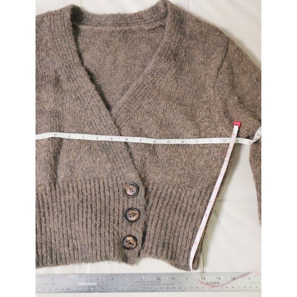 Brown Wrap Asymmetric Cardigan 🧸 COMMENSE - Picture 5 of 6